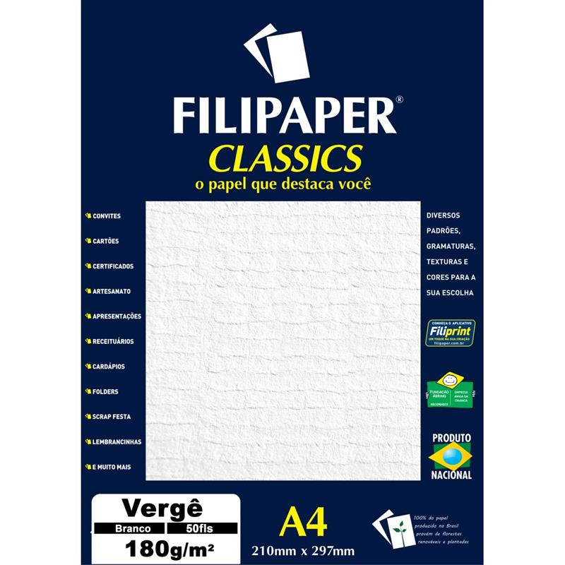PAPEL A4 VERGÊ BRANCO CLASSICS 180G