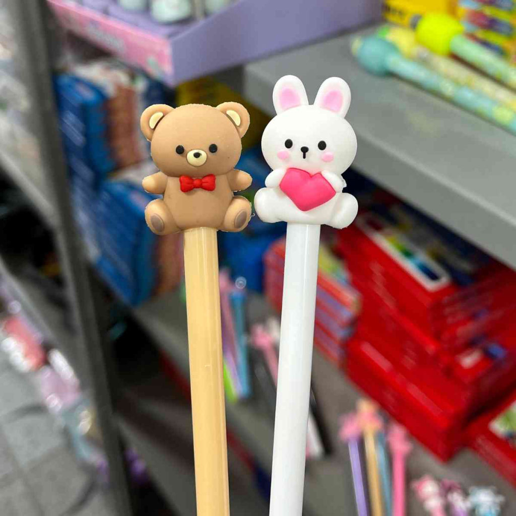 CANETA FOFA URSINHO E COELHINHO