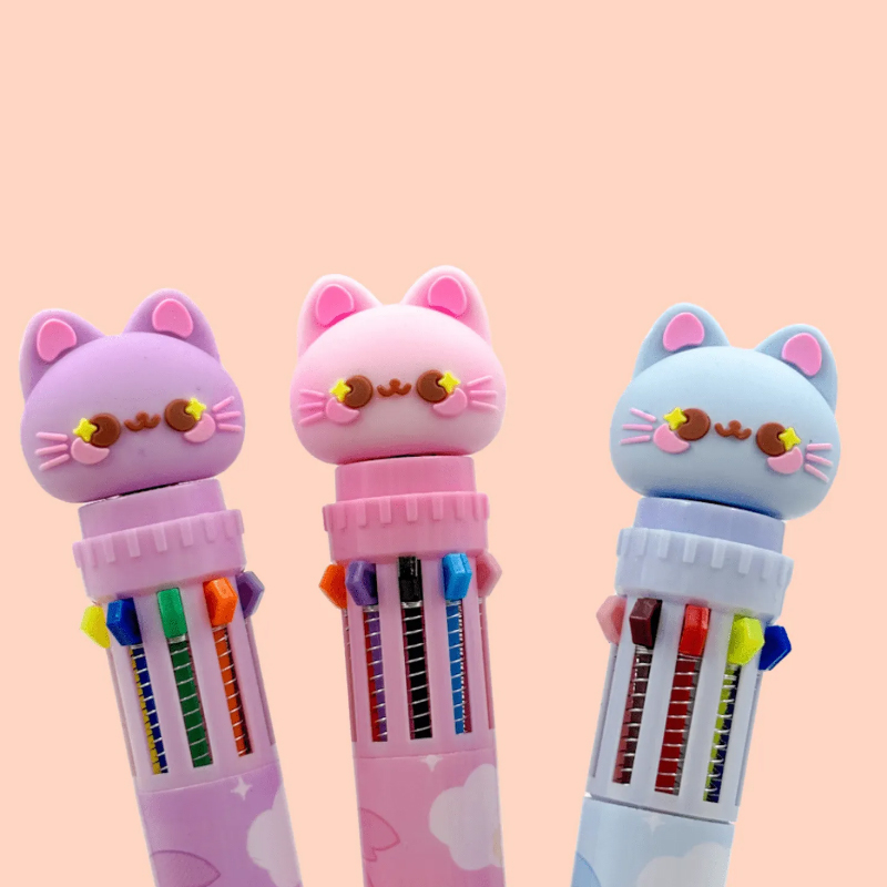 Caneta 10 Cores Gatinho da Fortuna