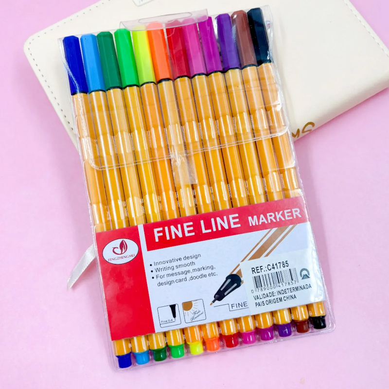 Kit 12 Canetas Fine Line Marker - KAWAII