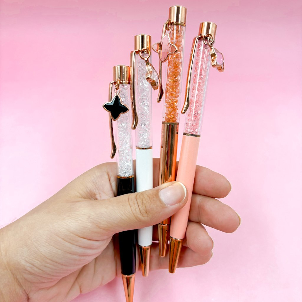 Caneta Luxo Metal Pingente Florzinha