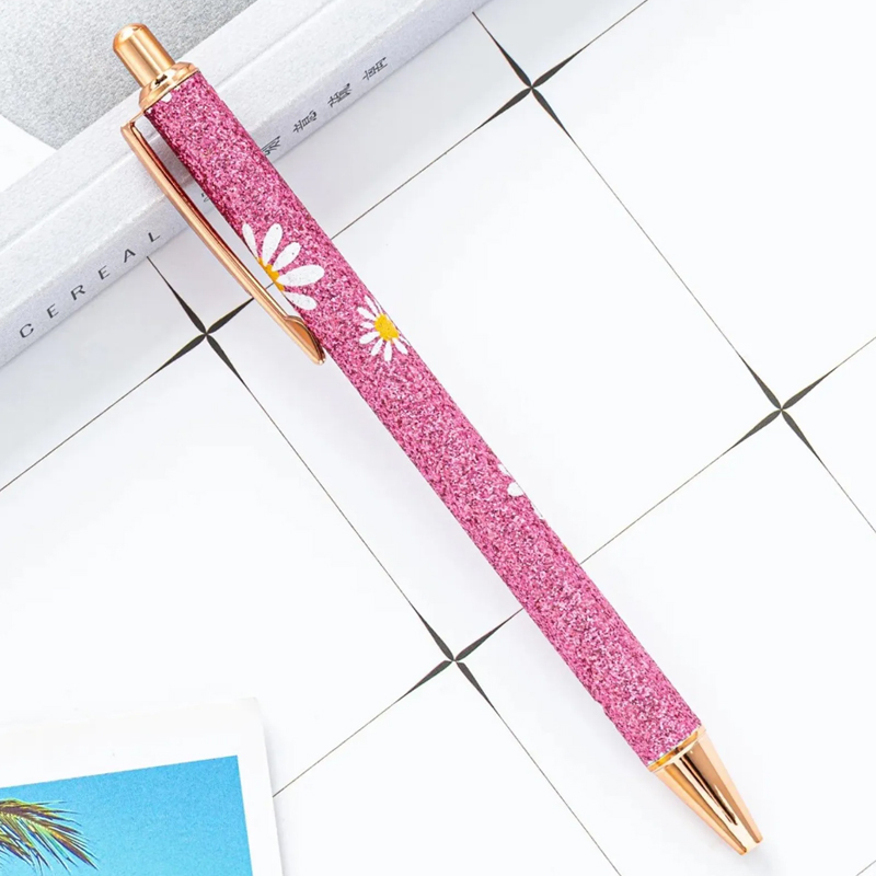 Caneta Luxo Metal Glitter Margarida