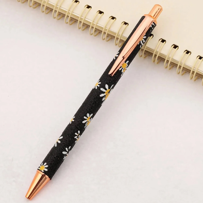 Caneta Luxo Metal Glitter Margarida