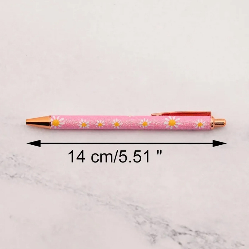 Caneta Luxo Metal Glitter Margarida