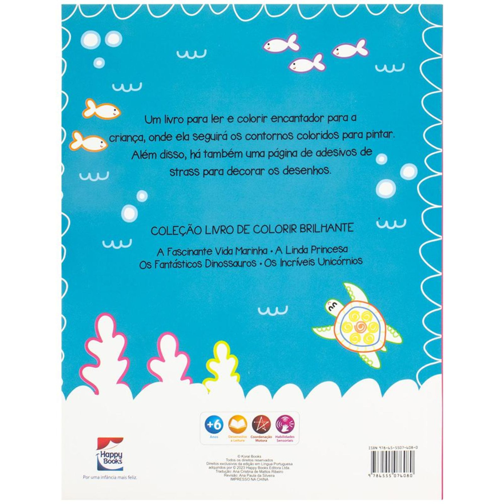 Livro de Colorir Brilhante: A Fascinante Vida Marinha