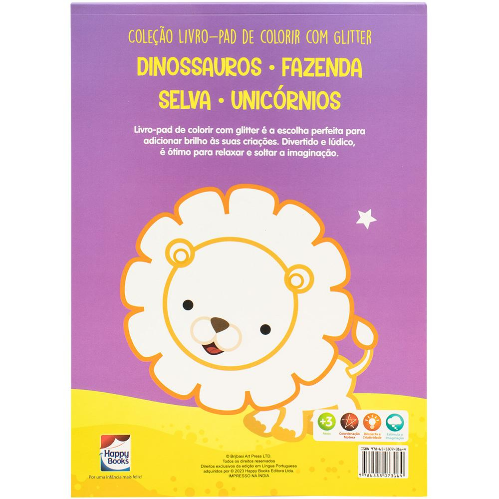 Livro-pad de colorir com Glitter: Selva