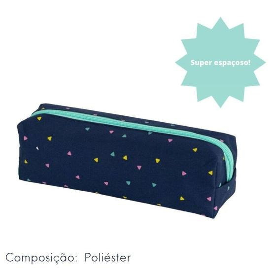 ESTOJO ESTAMPADO - POLIÉSTER - 1 ZIPER - ENJOY - AZUL ESCURO