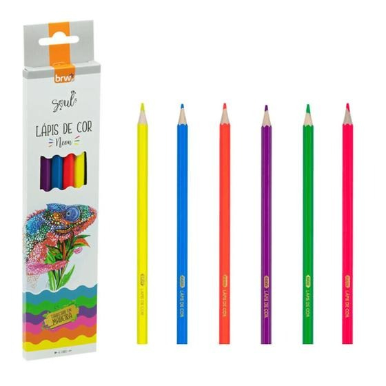 LÁPIS DE COR NEON BRW - 6 CORES