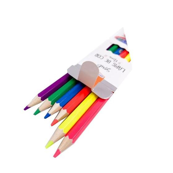 LÁPIS DE COR NEON BRW - 6 CORES