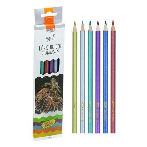 LÁPIS DE COR METALIZADO BRW - 6 CORES