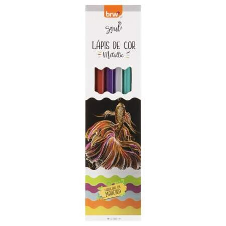 LÁPIS DE COR METALIZADO BRW - 6 CORES