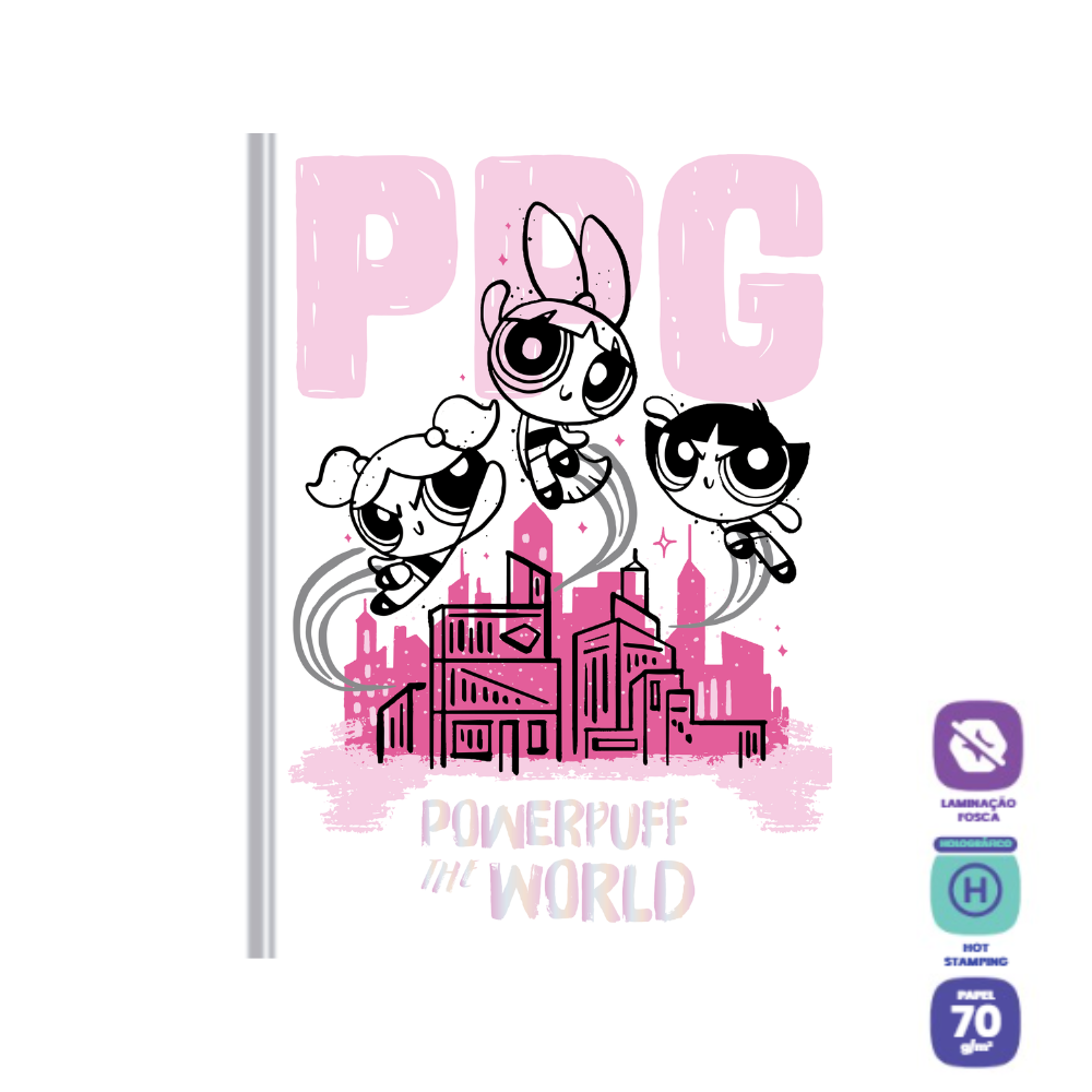 CADERNO COLEGIAL COSTURADO 160F - MENINAS SUPER PODEROSAS