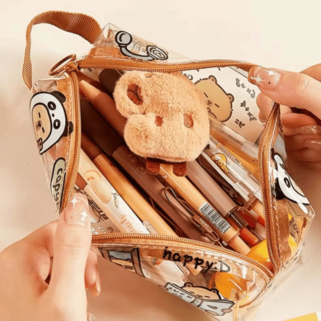 Estojo Fofo Cristal Transparente Capivara