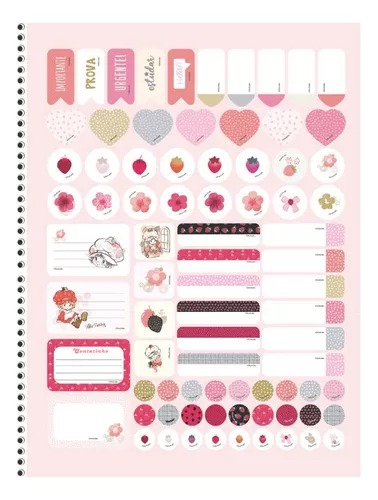 CADERNO COM AROMA COLEGIAL ESPIRAL 1 MATÉRIA 80F - MORANGUINHO