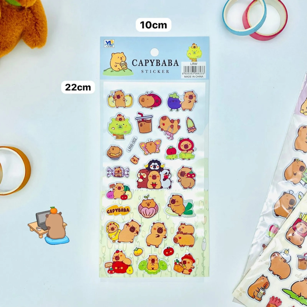 Cartela de Adesivos 3D Capivara