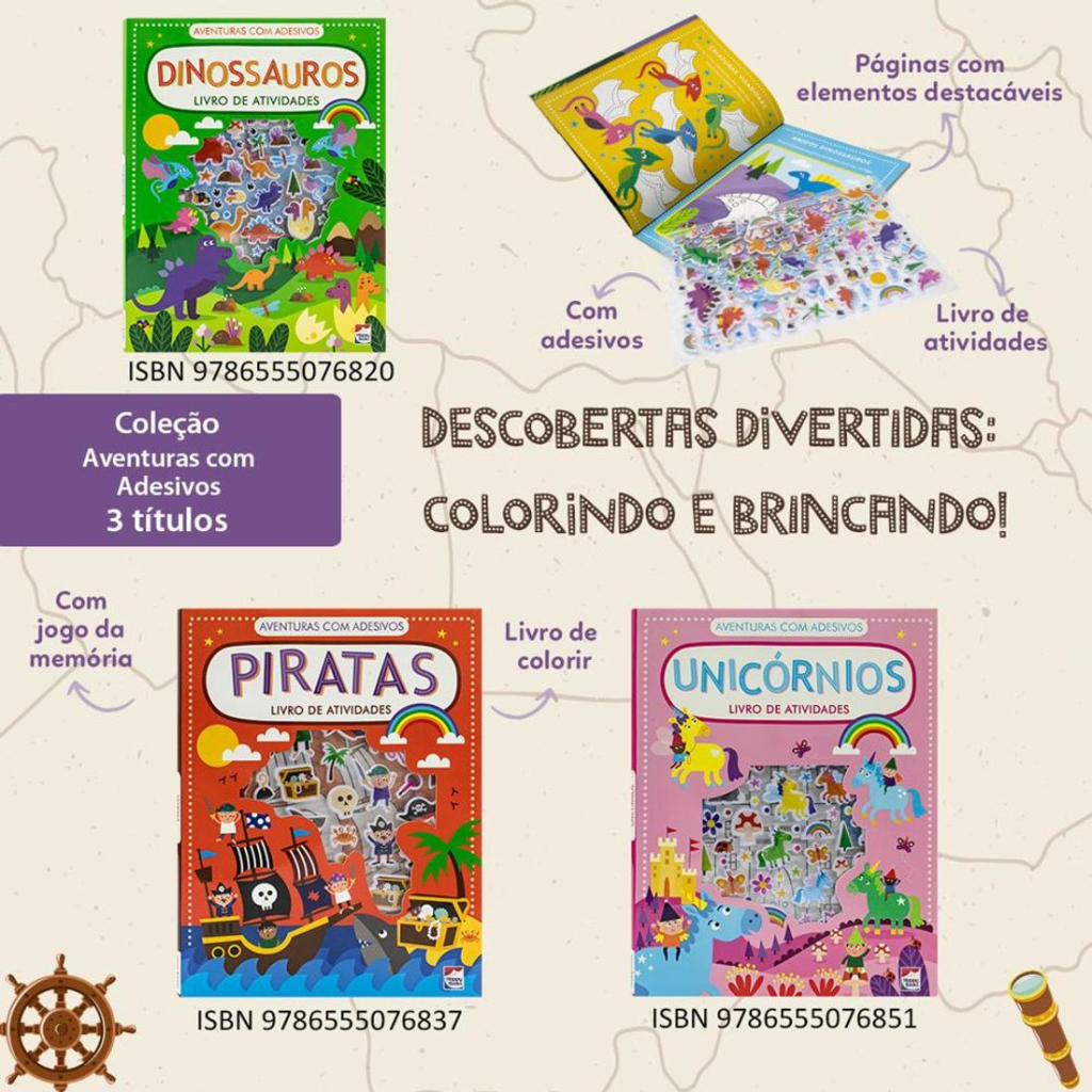 Aventuras com Adesivos - Livro de Atividades: Dinossauros