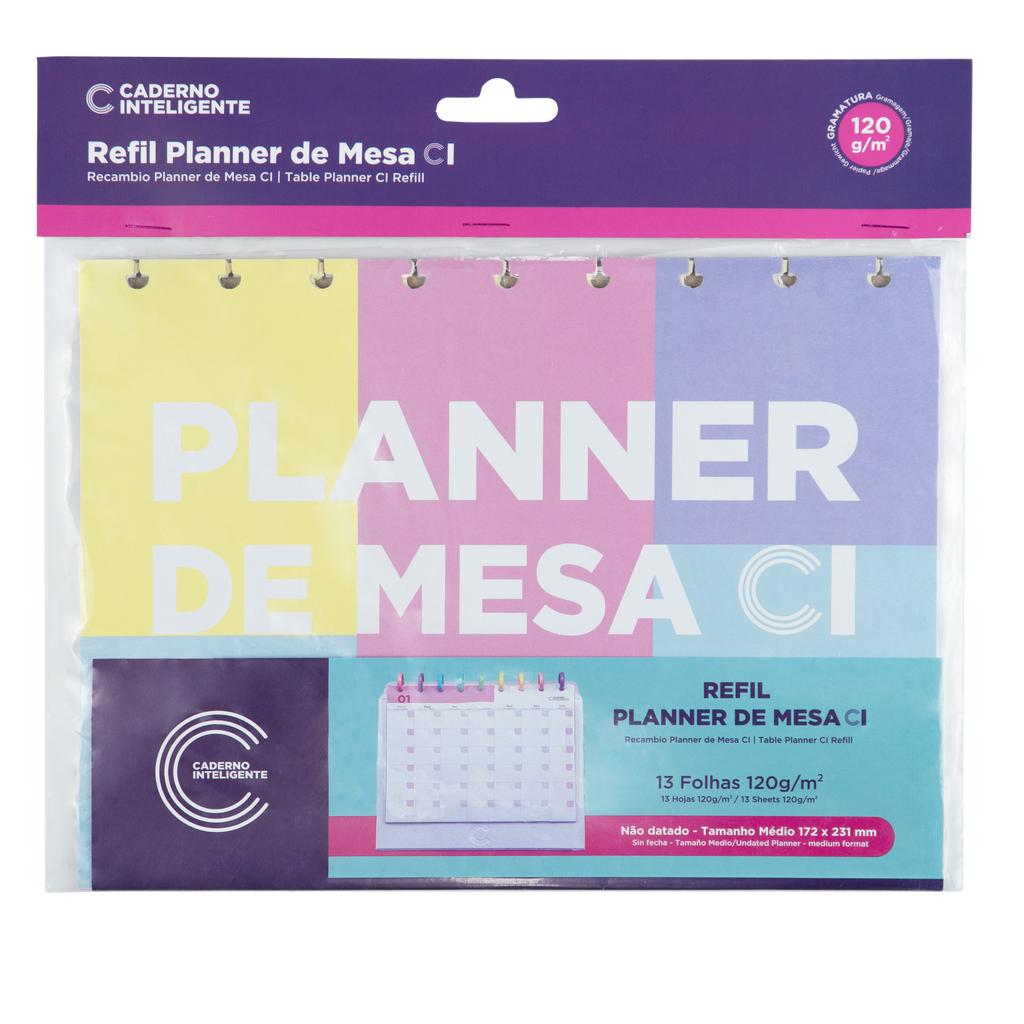 Refil Planner de Mesa Caderno Inteligente