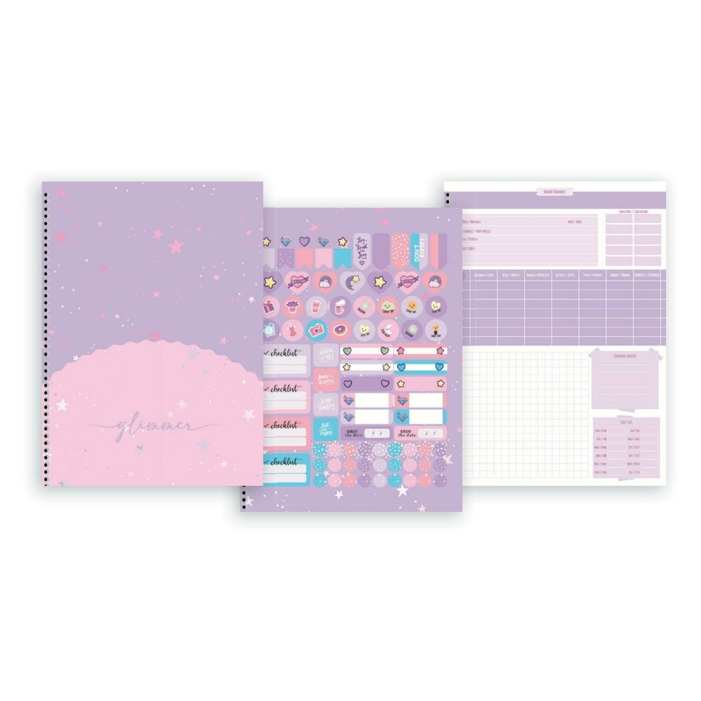 CADERNO COLEGIAL 10M 160F - GLIMMER