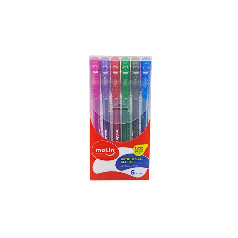 KIT CANETA GEL GLITTER  6 CORES