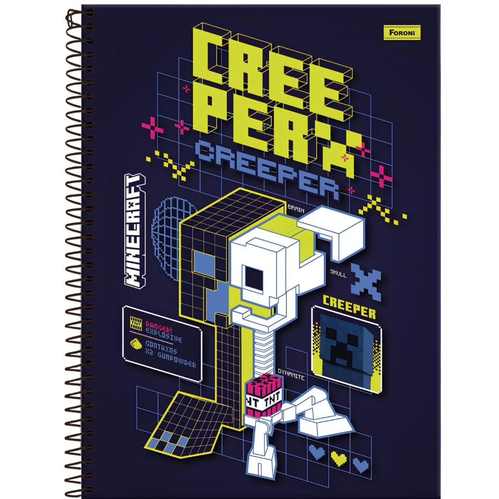 CADERNO UNIVERSITÁRIO 80F 1M - MINECRAFT