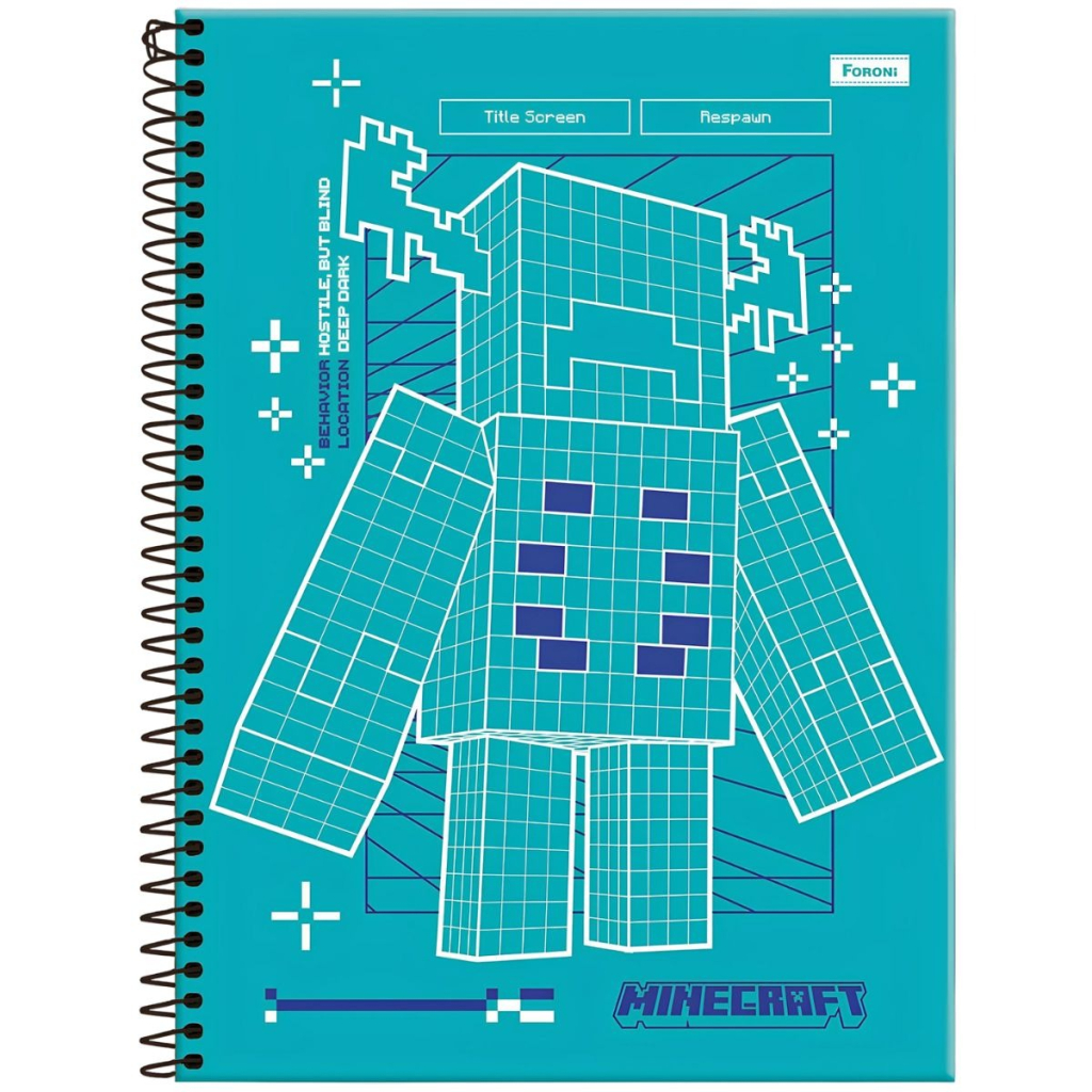 CADERNO UNIVERSITÁRIO 80F 1M - MINECRAFT