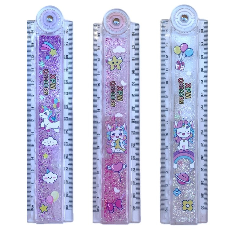 RÉGUA DOBRÁVEL 15CM / 30CM - COM ÁGUA E GLITTER