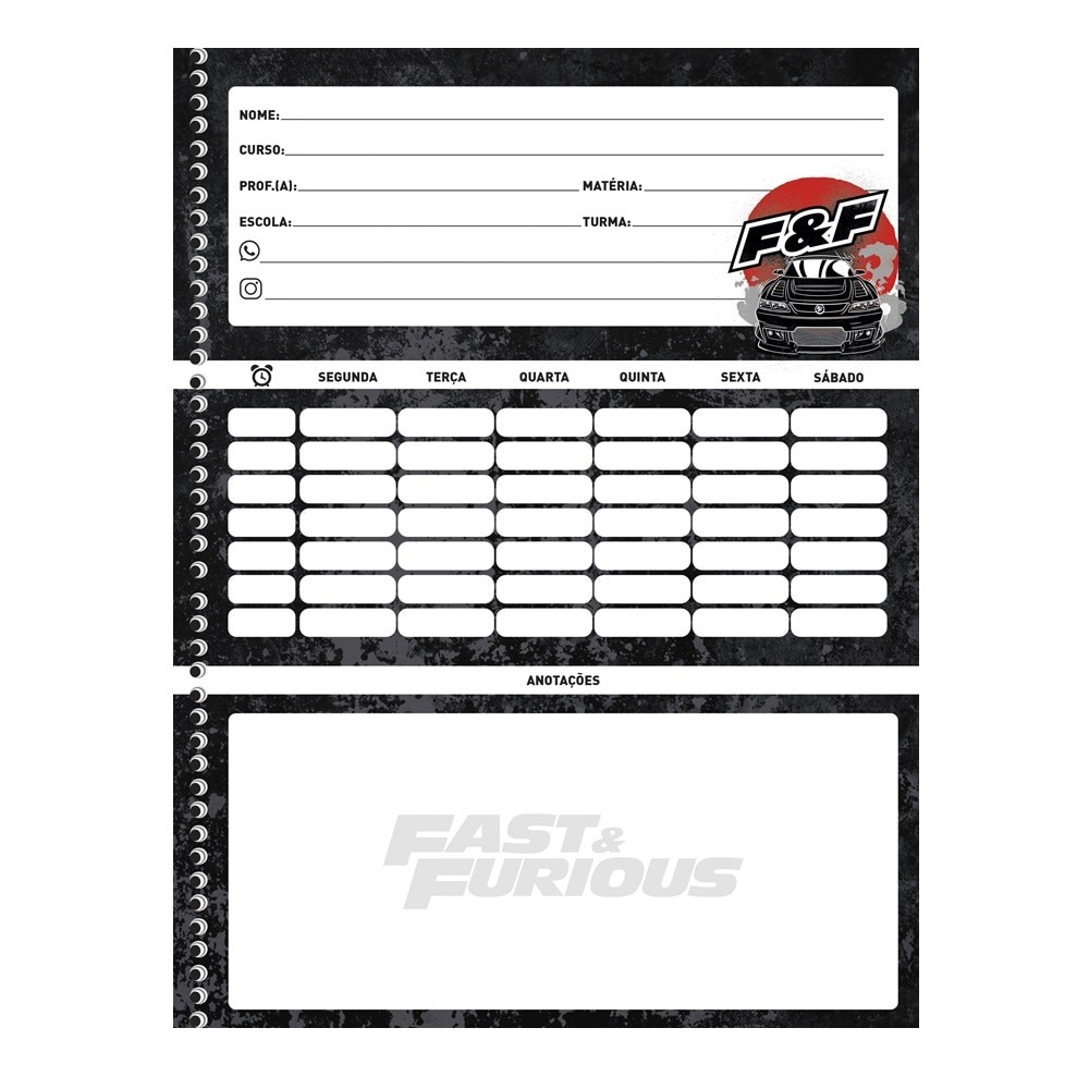CADERNO UNIVERSITÁRIO 10M 160F - VELOZES E FURIOSOS