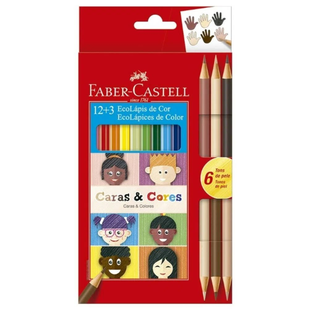 ECOLAPIS 12+3 CARAS & CORES FABER-CASTELL