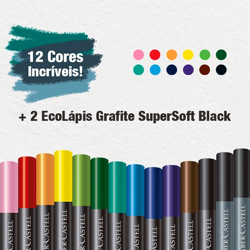 ECOLÁPIS DE COR SUPERSOFT 12 + 2 FABER-CASTELL