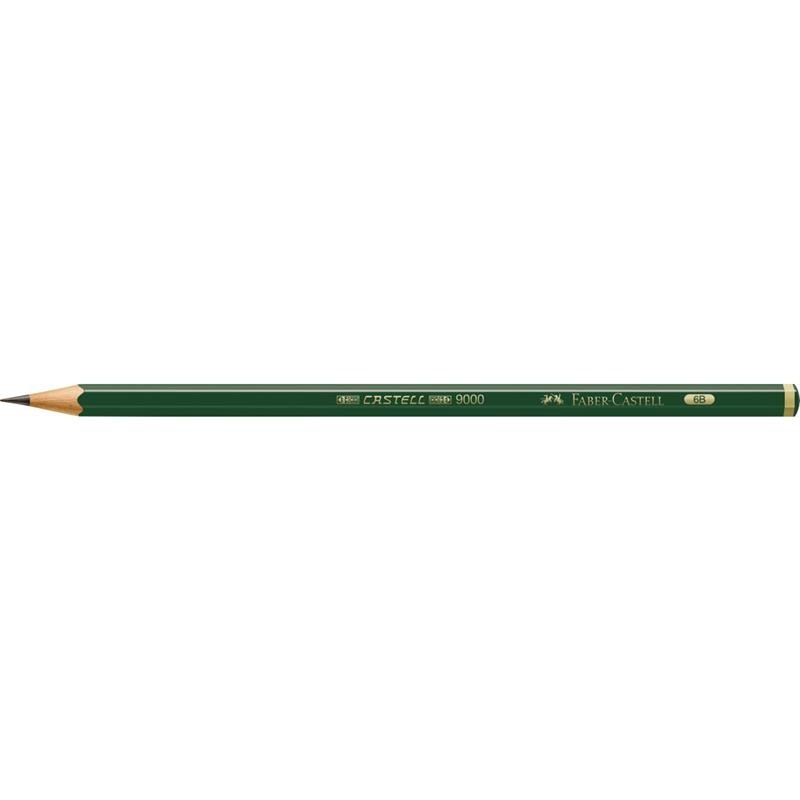LÁPIS PRETO TECNICO 9000 6B PRETO FABER-CASTELL