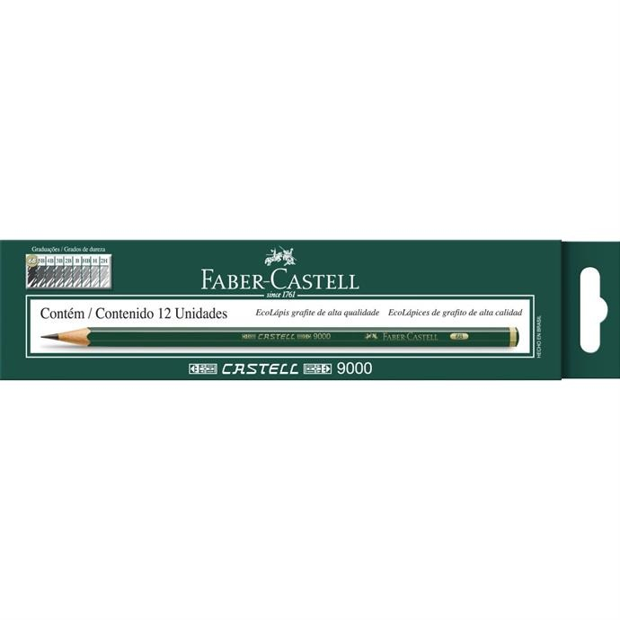 LÁPIS PRETO TECNICO 9000 6B PRETO FABER-CASTELL