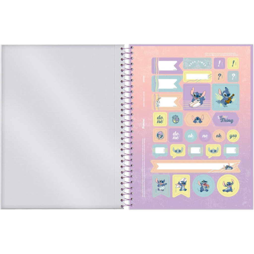CADERNO COLEGIAL 1M 80F - STITCH