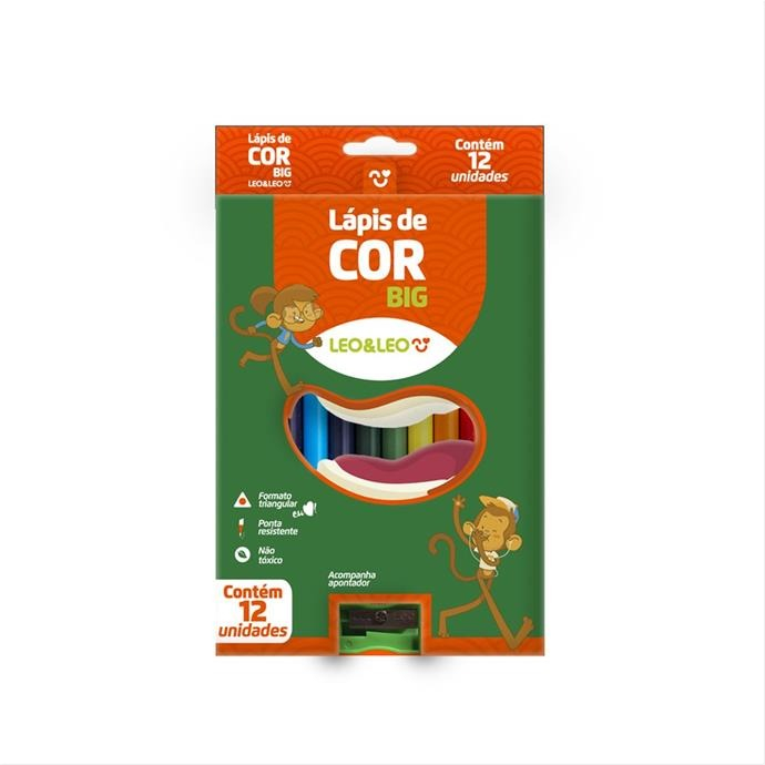 LÁPIS DE COR JUMBO - 12 CORES BIG (LEO E LEO)