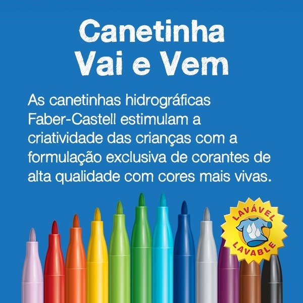 CANETA HIDROGRAFICA VAI E VEM 24 CORES FABER-CASTELL