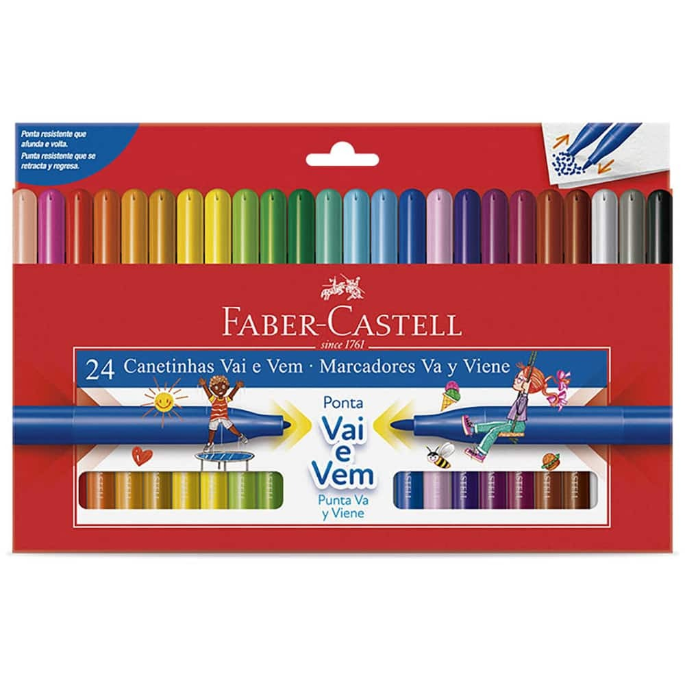 CANETA HIDROGRAFICA VAI E VEM 24 CORES FABER-CASTELL