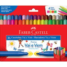 CANETA HIDROGRAFICA VAI E VEM 36 CORES FABER-CASTELL