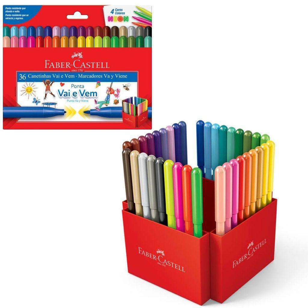 CANETA HIDROGRAFICA VAI E VEM 36 CORES FABER-CASTELL