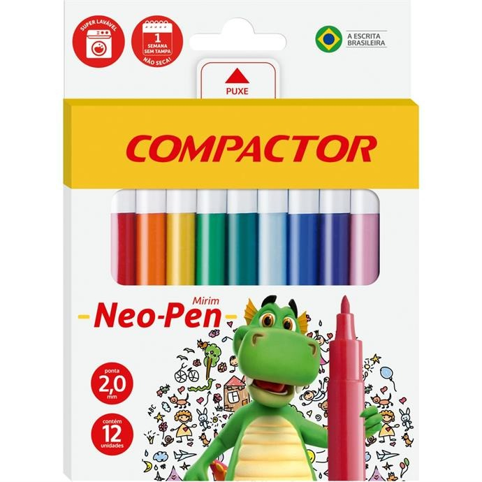 CANETINHA HIDROGRÁFICA NEO-PEN MIRIM 12 CORES - COMPACTOR