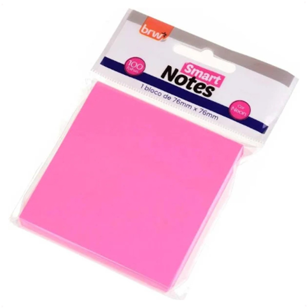 BLOCO SMART NOTES 76X76MM- ROSA NEON - 100FLS - 1BLOCO