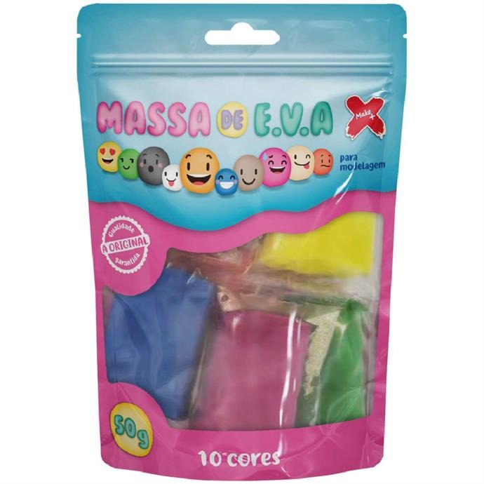 MASSA DE EVA 10 CORES SOR.P/ARTESANATO 50G. PACOTE