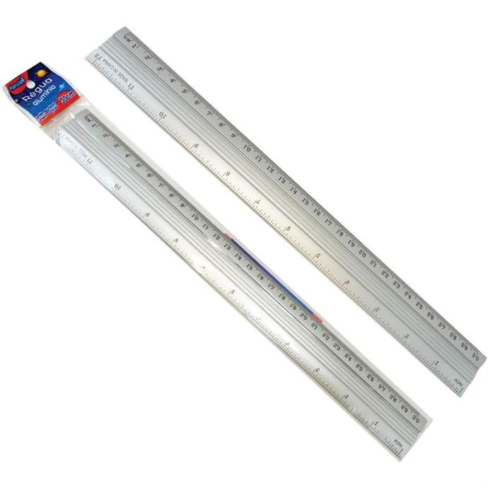 RÉGUA DE ALUMÍNIO 30CM PRATA - V.M.P.