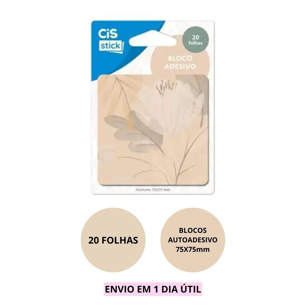 BLOCO ADESIVO 75X75MM C/20 FLS - FLORAL