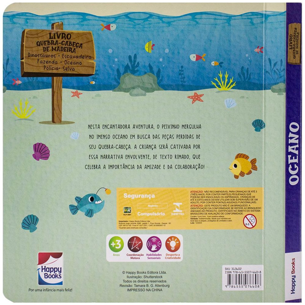 LIVRO QUEBRA-CABECA DE MADEIRA: OCEANO