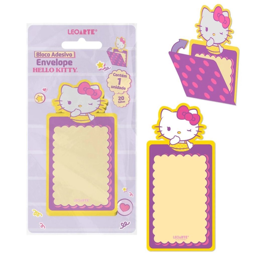 Bloco Adesivado Envelope 20 Folhas Hello Kitty