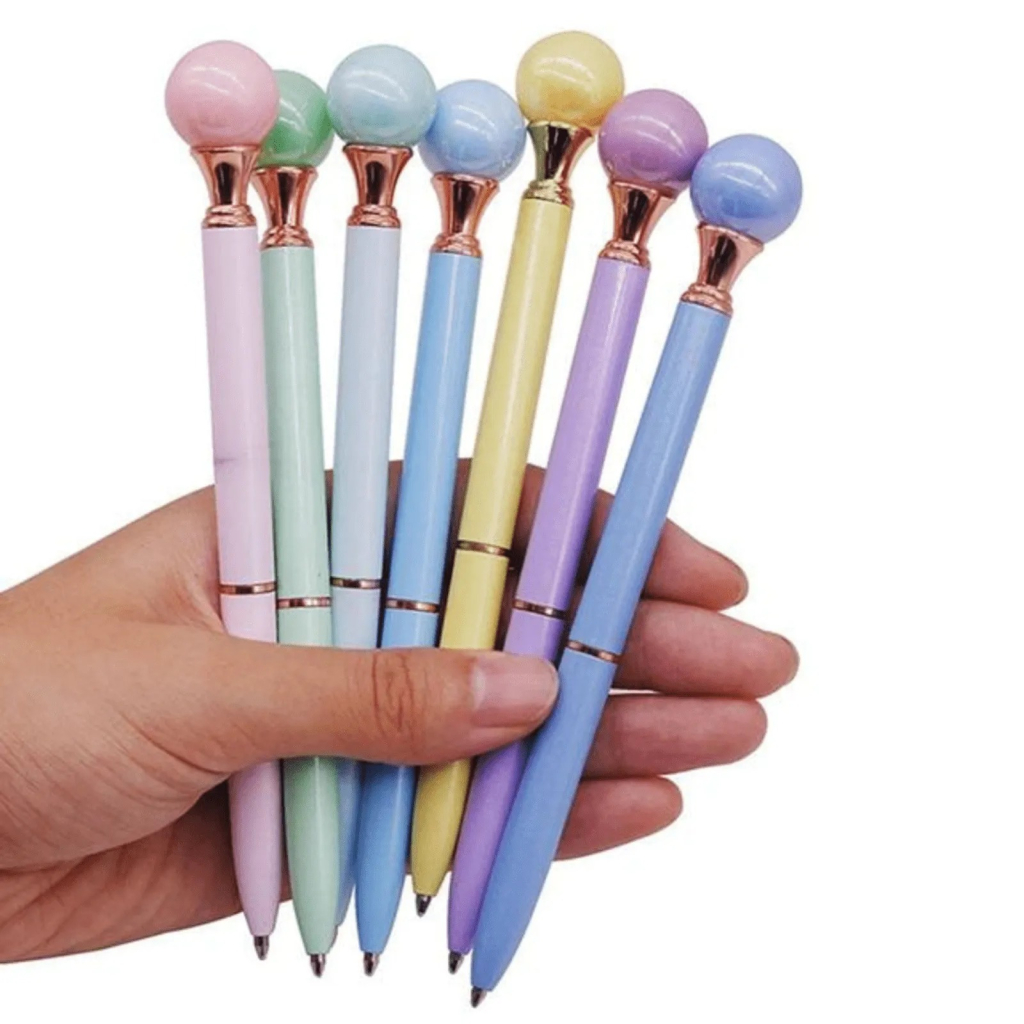 Caneta Luxo Metálica Pérola Pastel