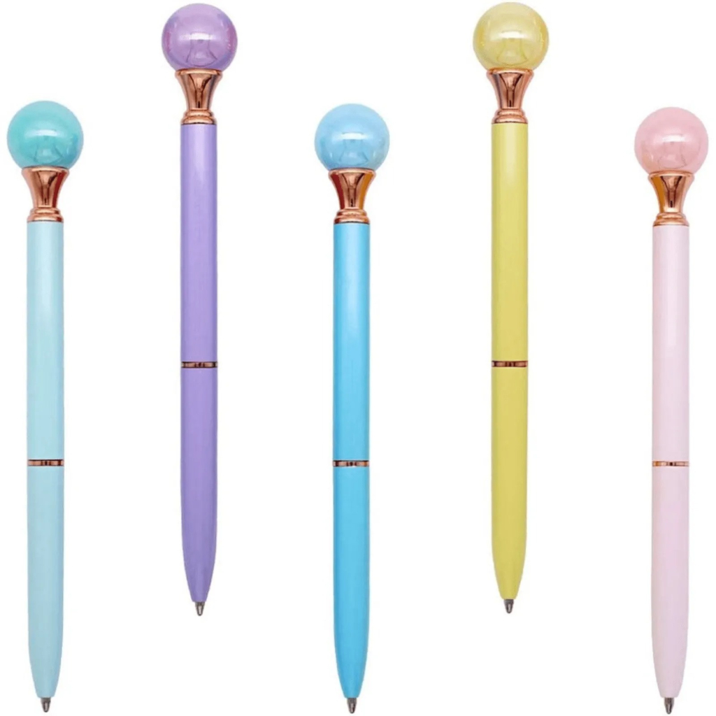 Caneta Luxo Metálica Pérola Pastel