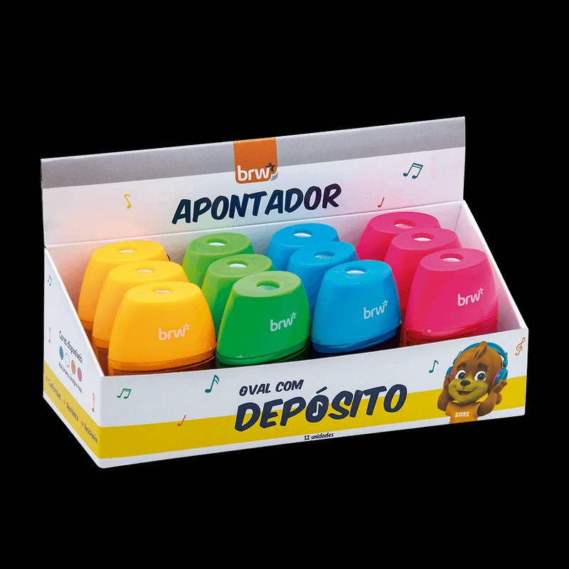 APONTADOR PLÁSTICO OVAL SIMPLES COM DEPÓSITO - NEON