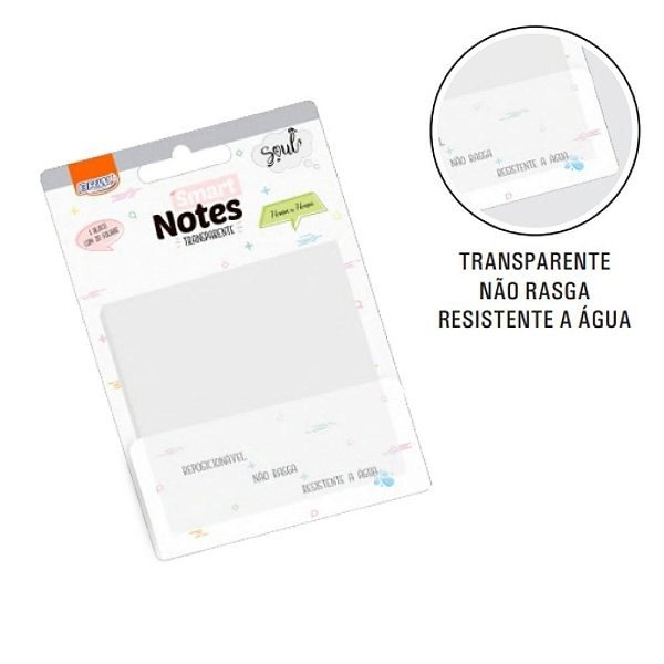 BLOCO SMART NOTES 76X76MM - TRANSPARENTE - 20FLS - 1BLOCO