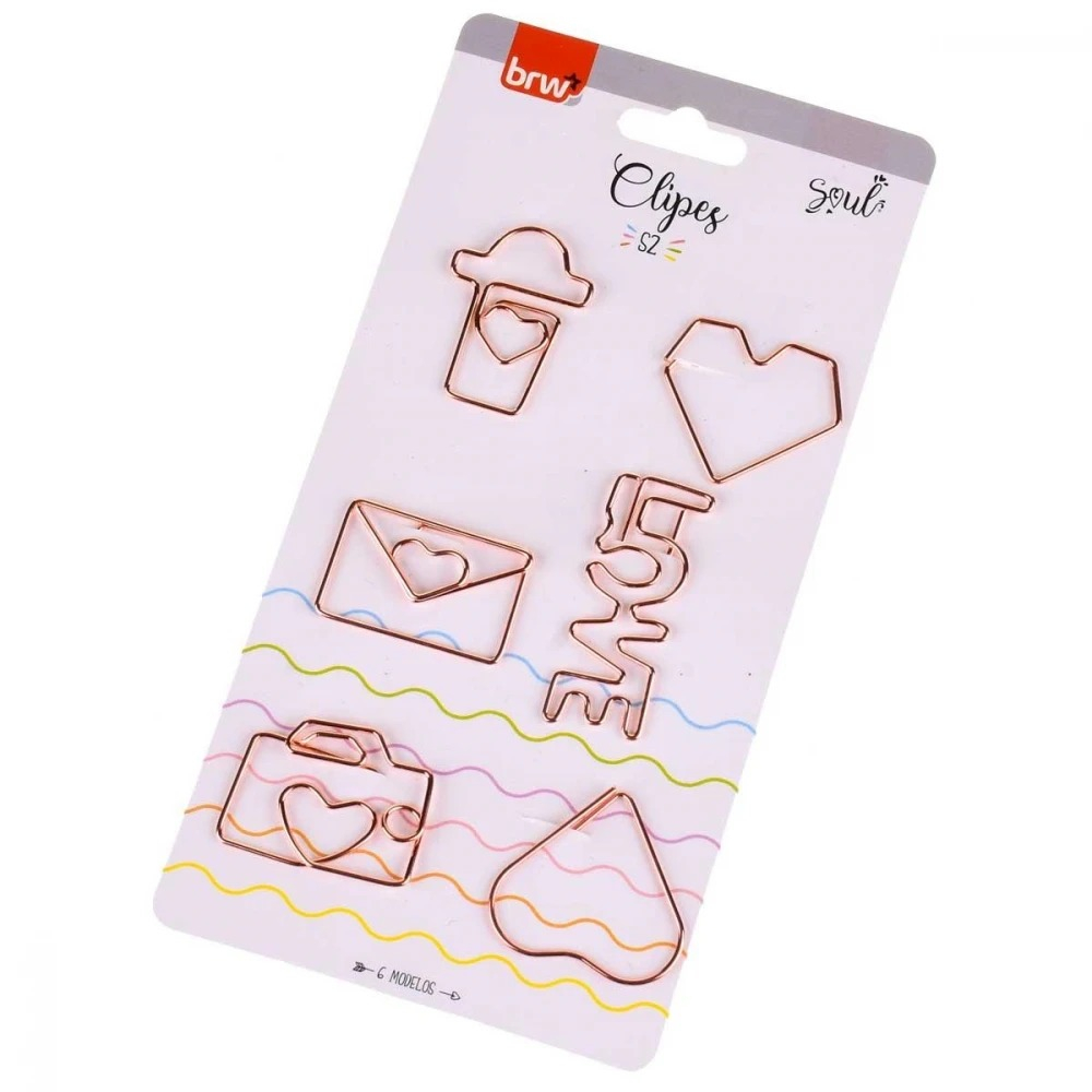 CLIPES PARA PAPEL - FORMATOS ROSE GOLD - COM 6UN