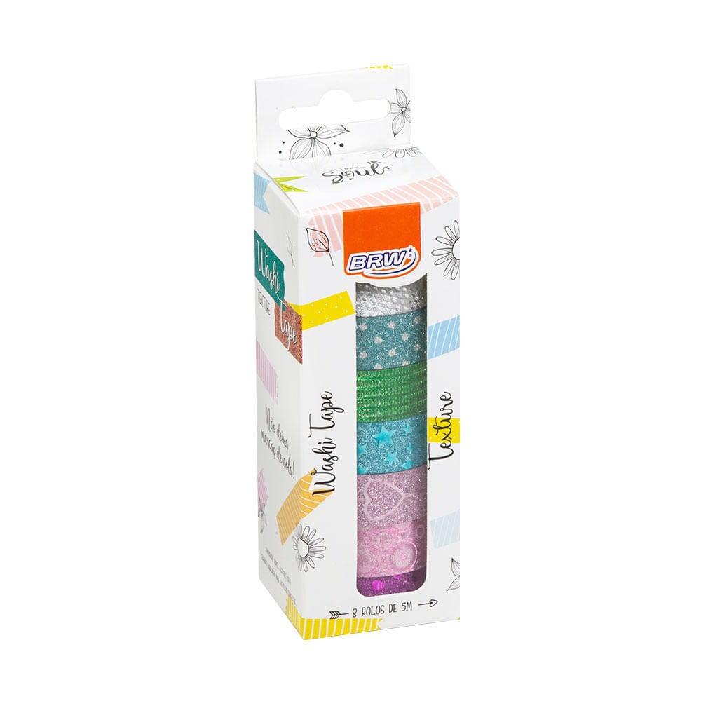 FITA ADESIVA WASHI TAPE - TEXTURES - 15MMX5M - CAIXA COM 8UN